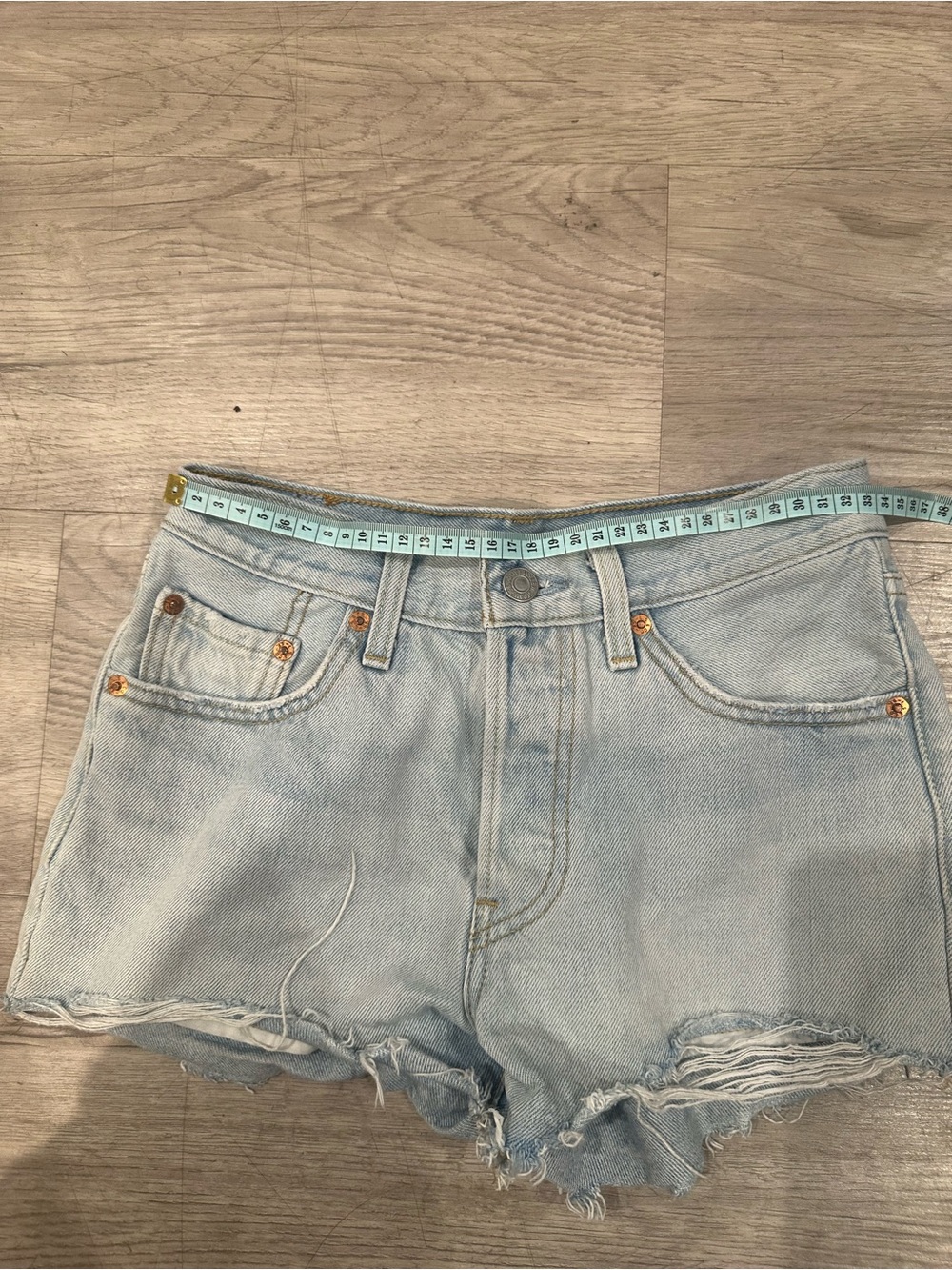 Levi's Light Blue Distressed Denim Cutoff Shorts